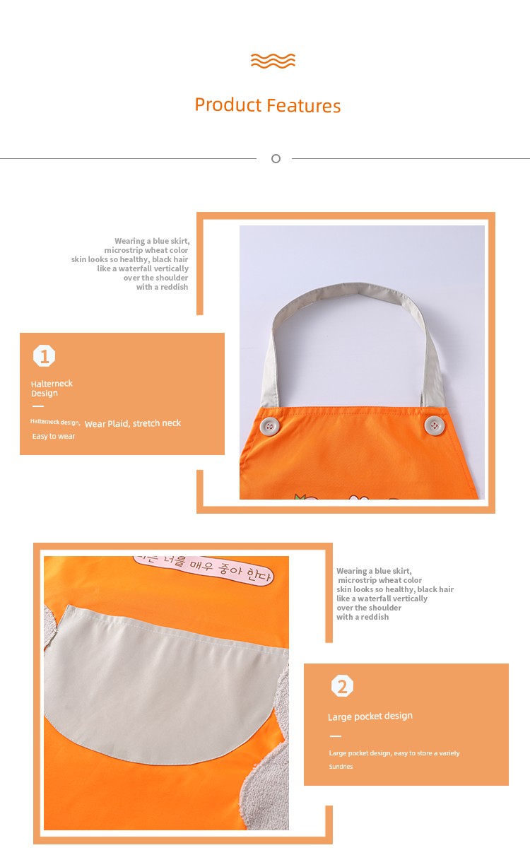 For Home Kitchen Apron Waterproof Oil-Proof Female Fashion K-style For Home Kitchen Oil-Proof For Home Overclothes Apron Female