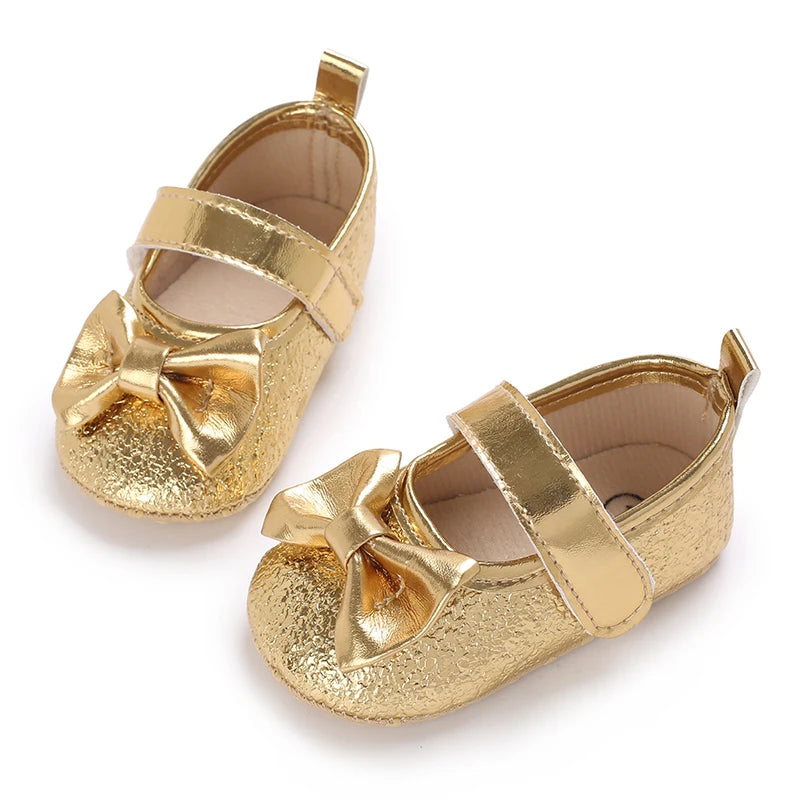 Fashionable Series Baby Shoes Girl Baby Cute Bow PU Princess Shoes Soft Cloth Sole Comfortable Walking Shoes Spring and Autumn