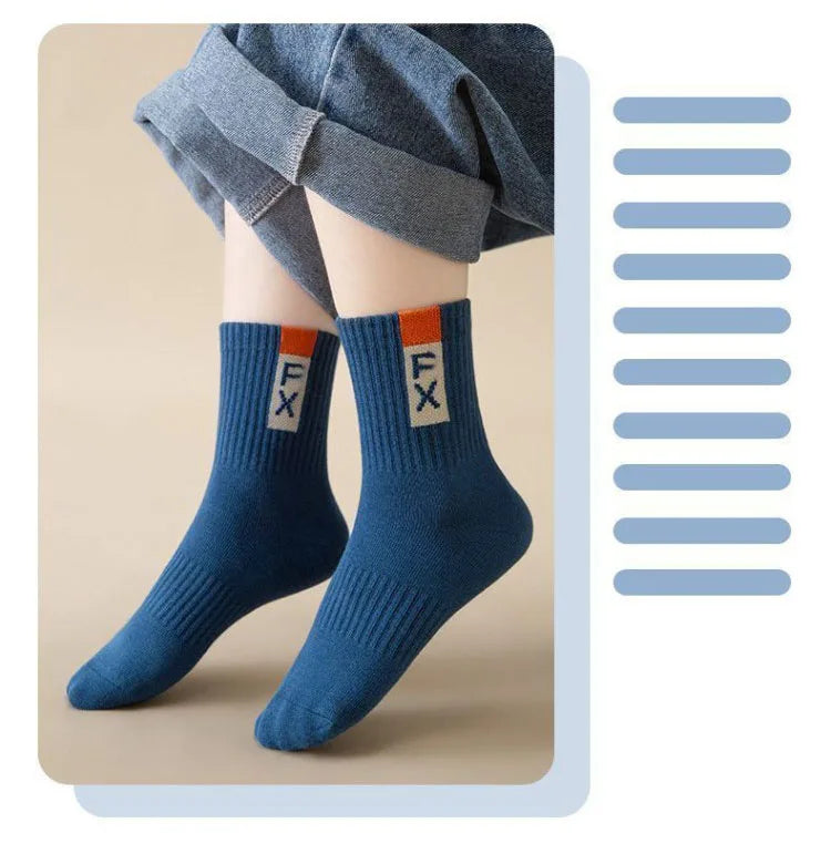 5 Pairs Children's Socks Autumn Mid-calf Length Cotton Socks Kids Boys Sporty Socks Crew Sock