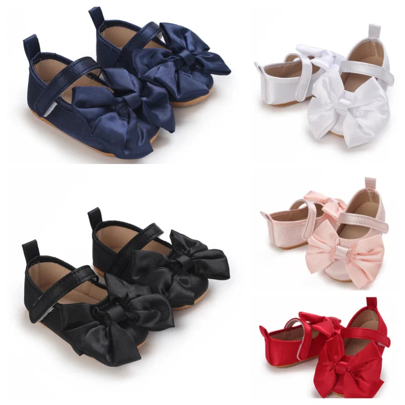 New Western-style Bow Princess Shoes For Infants And Young Children Aged 0-18 Months Soft And Non Slip Walking Shoes