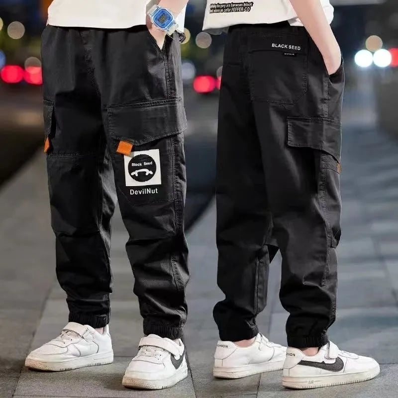 3-10 Years Spring Autumn Boys Pants Casual Pattern Long Style Trousers For Kids Teenage Children Sport Clothes