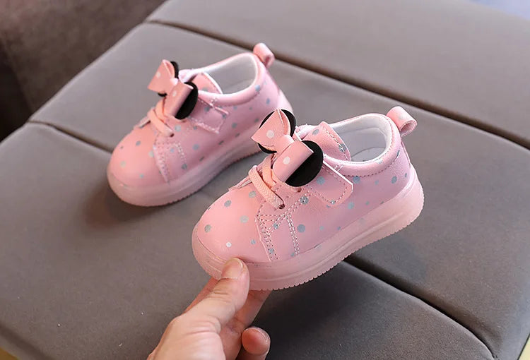 Zapatillas Kid LED Luminescent Shoes 2024 SummerNew Girl Bow Casual Shoe Lightweight Sport Shoe Breathable Tennis Shoes Kid Shoe