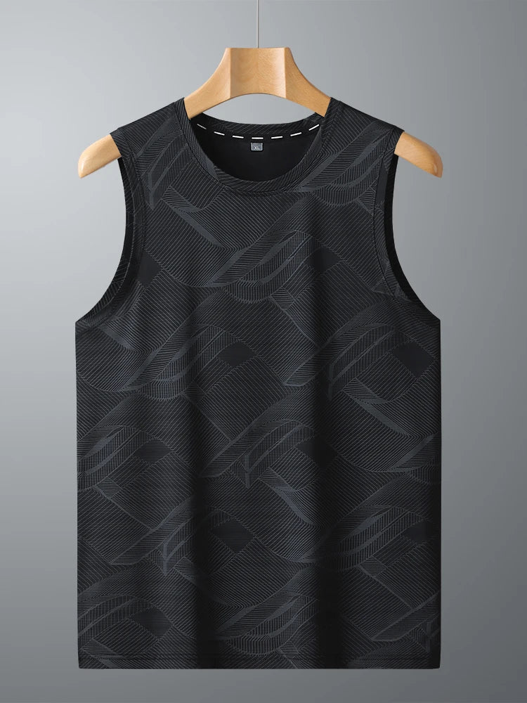 8xl 7xl 6xl New Big Size Ice Silk Classic Tank Tops Men Sleeveless Shirt Black Blue Tees All-Match Quick-Drying T-Shirt