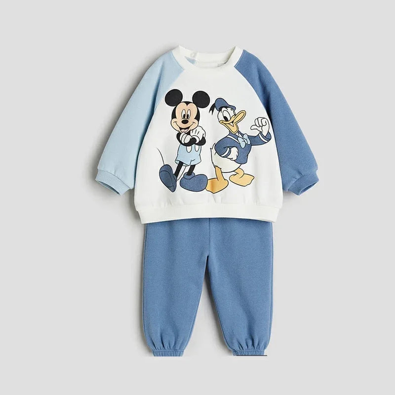 2024 Mickey Mouse Clothes Set For Baby Boy With Autumn/spring New Suit Minnie Mouse Toddler Kid Hoodies Set Infant Boy Clothing