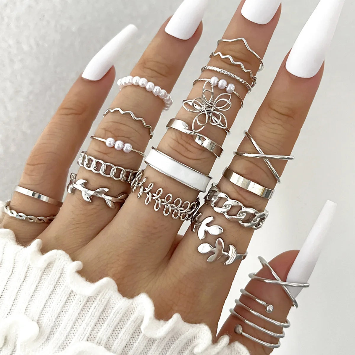 23Pcs Trendy Simple Knuckle Rings Set For Women Crystal Star Moon Eye Wave Ring Female Fashion Party Jewelry Accessories