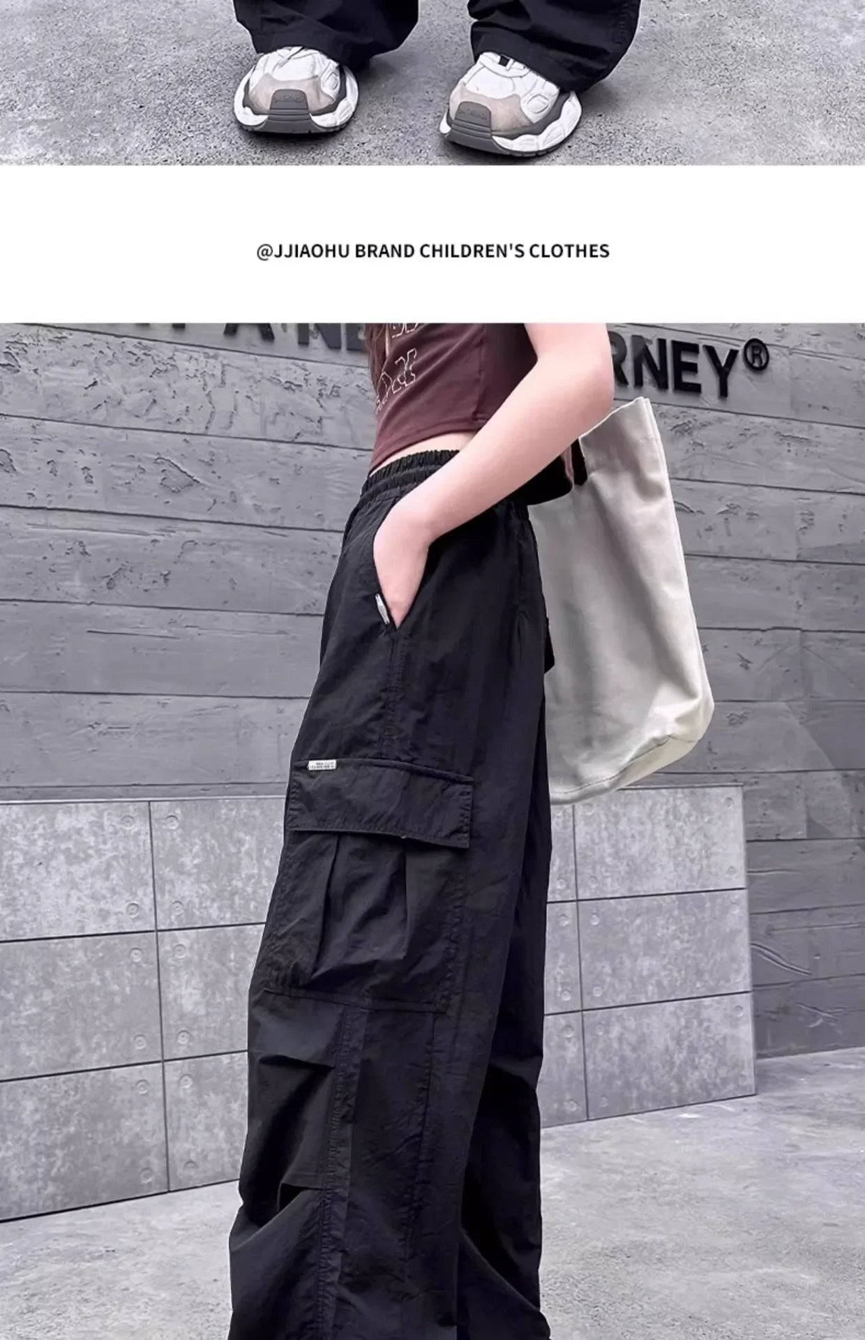 Girls Cargo Pants Summer Thin Loose-fit Wide-leg Long Pants New 2024 Trendy Junior High School Students Casual