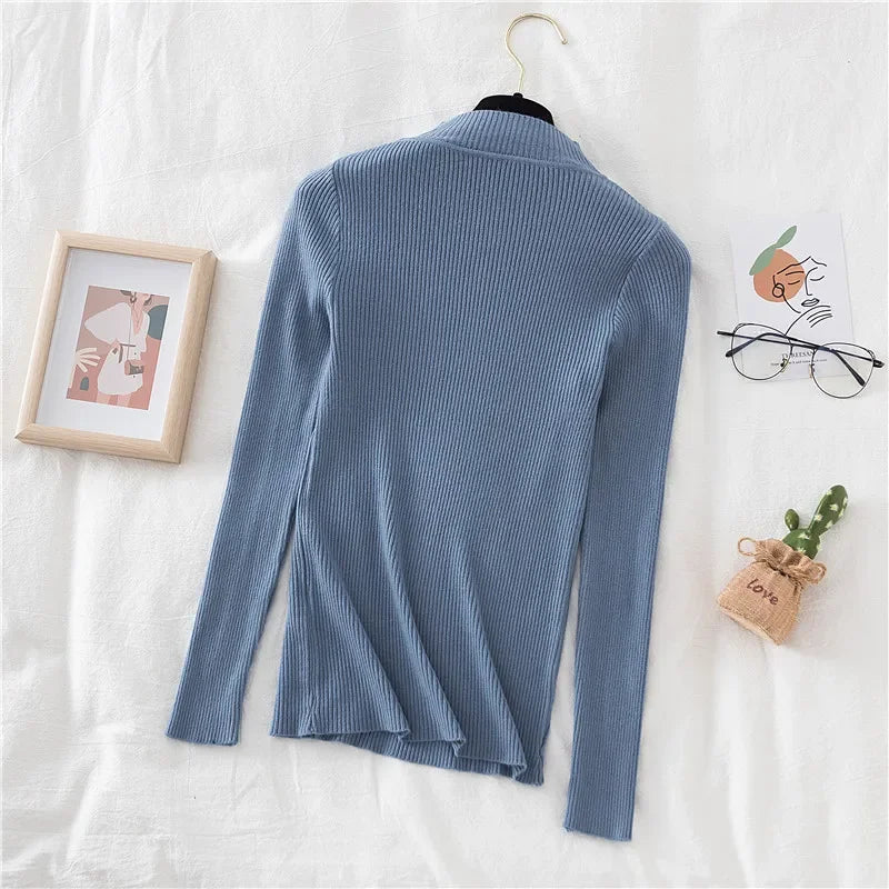 2024 Turtleneck Sweater Women Knitted Soft Pullovers cashmere Jumpers Basic Solid Soft Sweaters Women Autumn Winter Casual Top