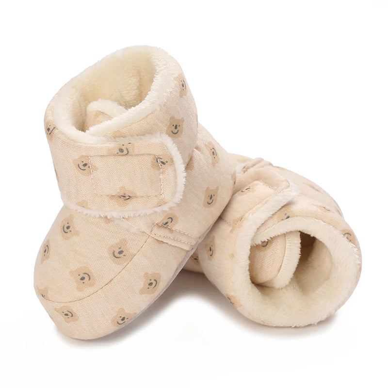 Leisure 0-1 Year Old Winter Baby Walking Shoes With Soft Soles For Both Male And Female Babies Plush And Warm Learning Cartoon