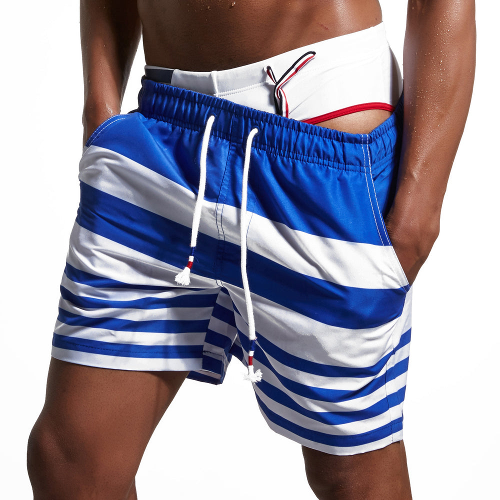 Beach Pants Summer New Style Men's Swim Shorts Pocket Mens Swimming Shorts Quick Dry Beach Trunks Swimwear with Mesh Lining