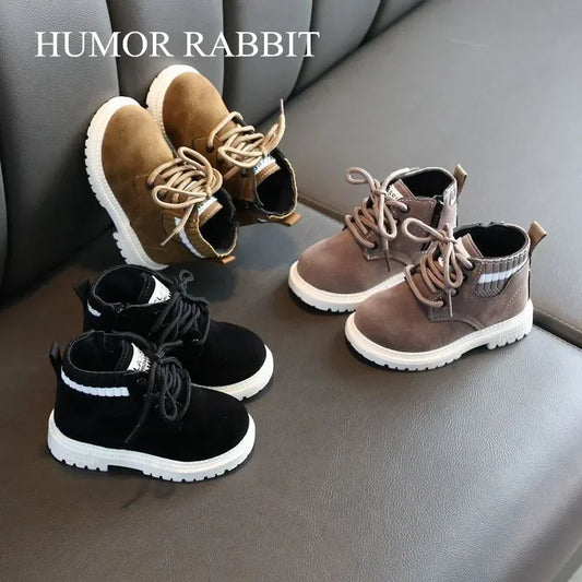 Autumn Winter Boots Boys New Children Casual Shoes Boots for Kids PU Leather Soft Antislip Girls Boots Dropshipping Size 21-30