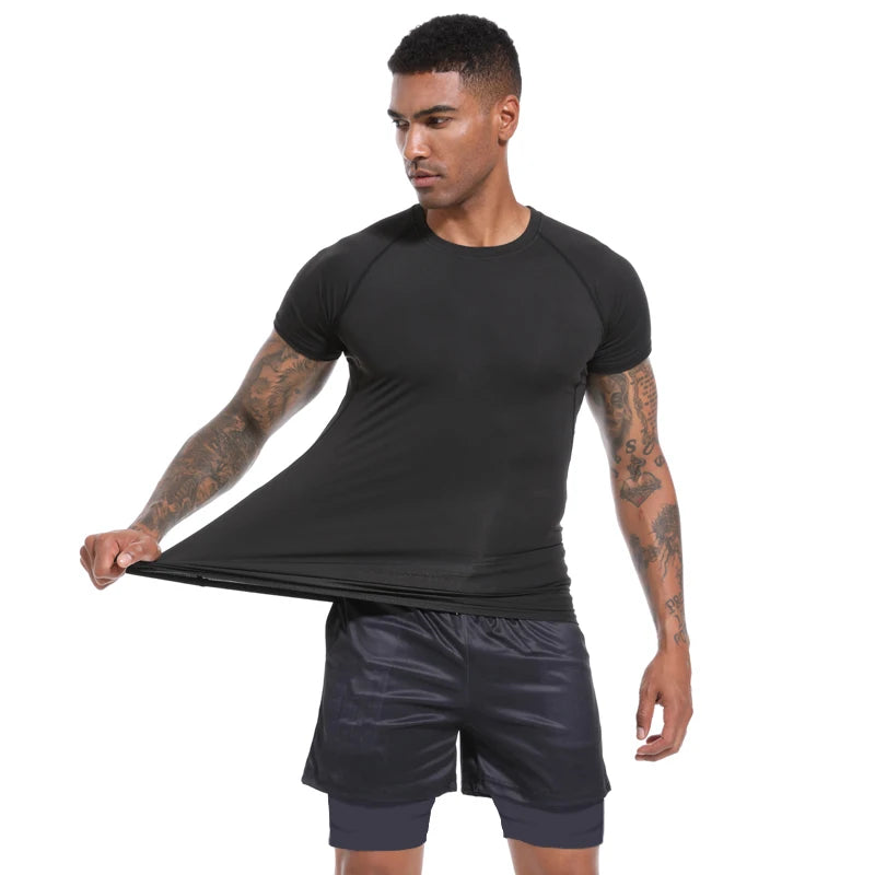 Men TShirt Classic Design T-shirt Men's Casual Tight Tshirt Gym Fitness Compression Shirt Quick Dry Summer Fashion