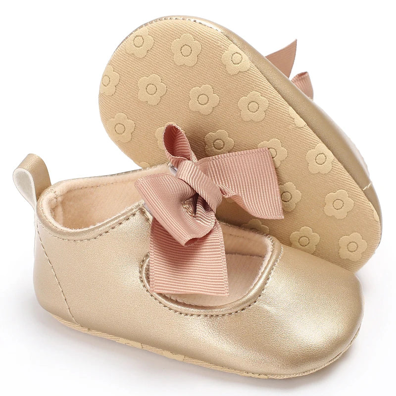 Fashionable Series Baby Shoes Girl Baby Cute Bow PU Princess Shoes Soft Cloth Sole Comfortable Walking Shoes Spring and Autumn