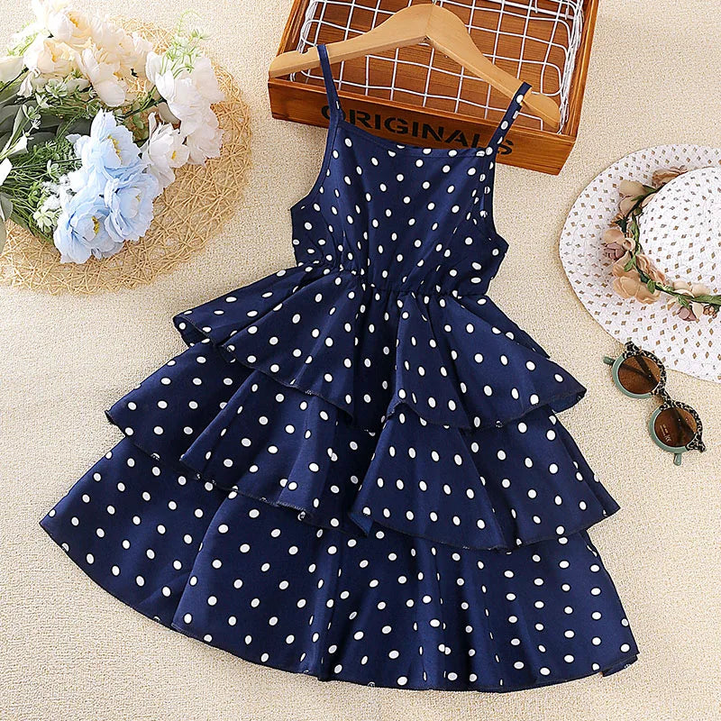 Dress Kids Girls 4-12 Years Black Polka Dot Dress For Girls Stylish Girls Vacation Holiday Clothes Kids Clothes Dress