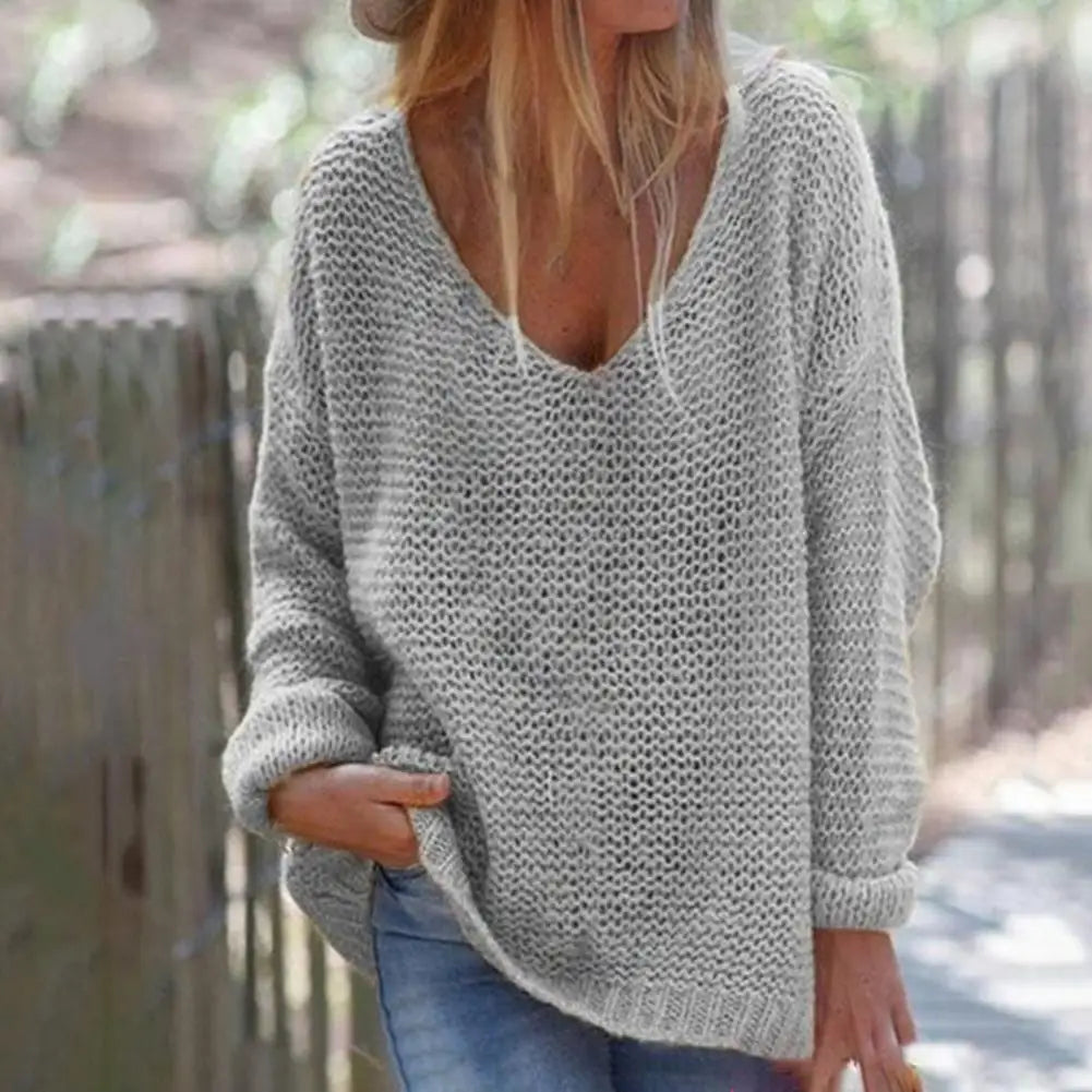 Trendy Autumn Sweater Comfortable Knitted Top Casual Loose Fit Women Autumn Sweater  All-Match