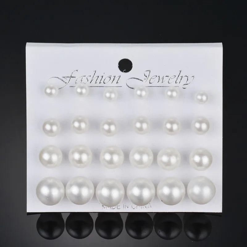 YOBEST 2024 New White Simulated Pearl Earrings Set For Women Big Small Ball Stud Ear Wedding Jewelry Brincos Bijoux