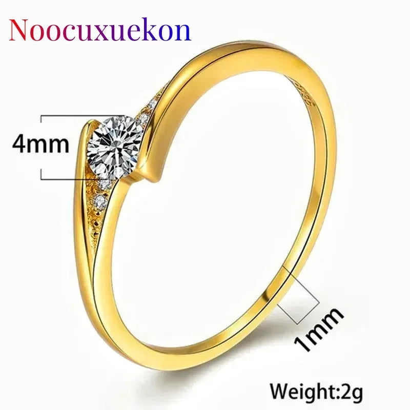 Never Fade White Rhinestone Rings for Women Round Zircon Crystal Rings Bride Promise Engagement Wedding Bands Gift Jewelry