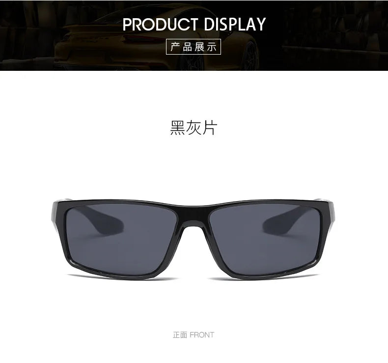 Vintage Sunglasses Men Driving Rectangle Design Sun Glasses Female Male Eyewear Black Big Frame Sunglasses Mens