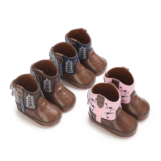 Baby Little Boots Soft PU and Cotton High Quality 2024 New Style Spring and Autumn Prewalking Shoes for Boys and Girls