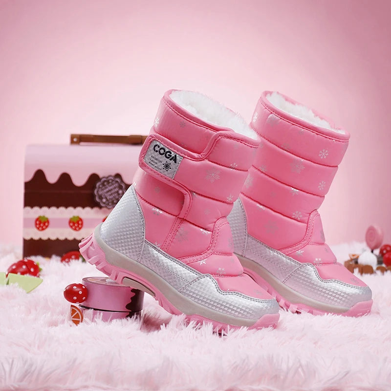 2022 Style Kids Snow Boot Winter Warm Fur Antiskid Outsole Plus Size 27 To 38 Children Boots for Girls Girls Shoes Pink Boots