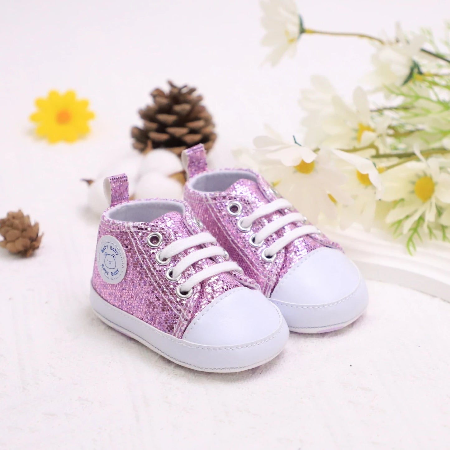 Trendy Comfortable Sequin Sneakers For Baby Boys, Lightweight Non Slip Shoes For Indoor Outdoor Walking, Spring And Autumn