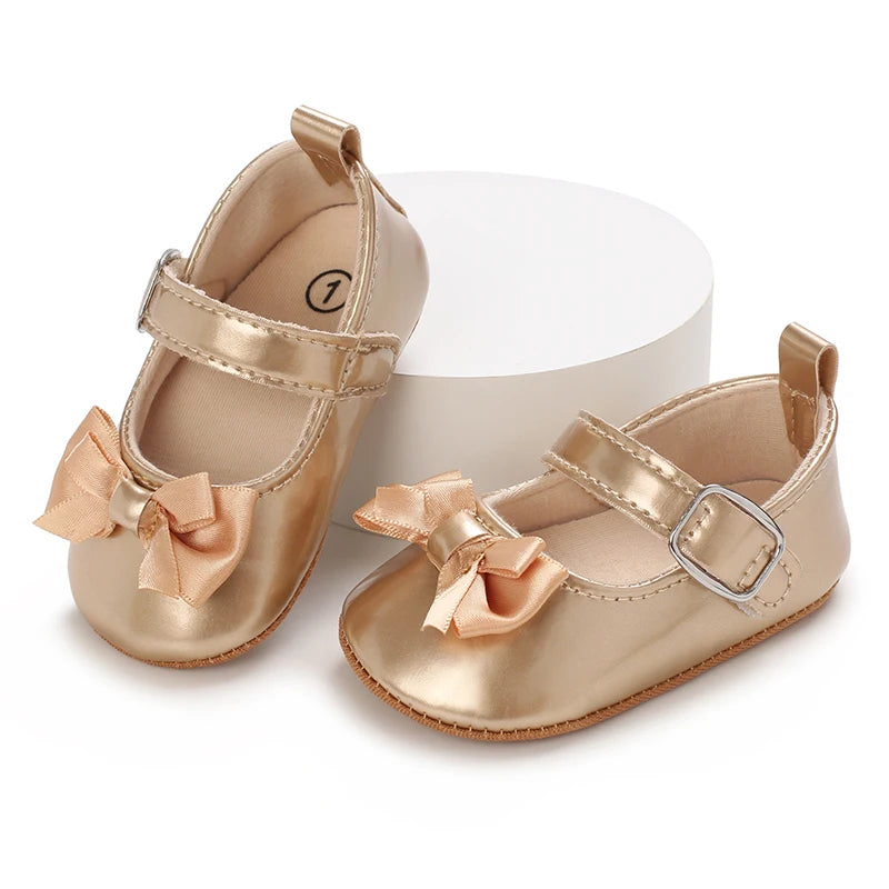 0-18M Girls' Baby Shoes Fashionable Classic Gold Theme Princess Shoes Soft Sole Comfortable Baby Walking Shoes