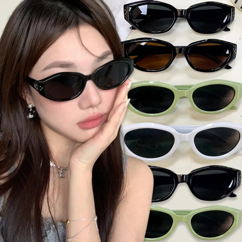 Y2K Retro Cat Eye Small Square Sunglasses Women Girls  Sunglass Fashion Eye Glasses Mirror Goggles Men Punk Sports Sunglasses