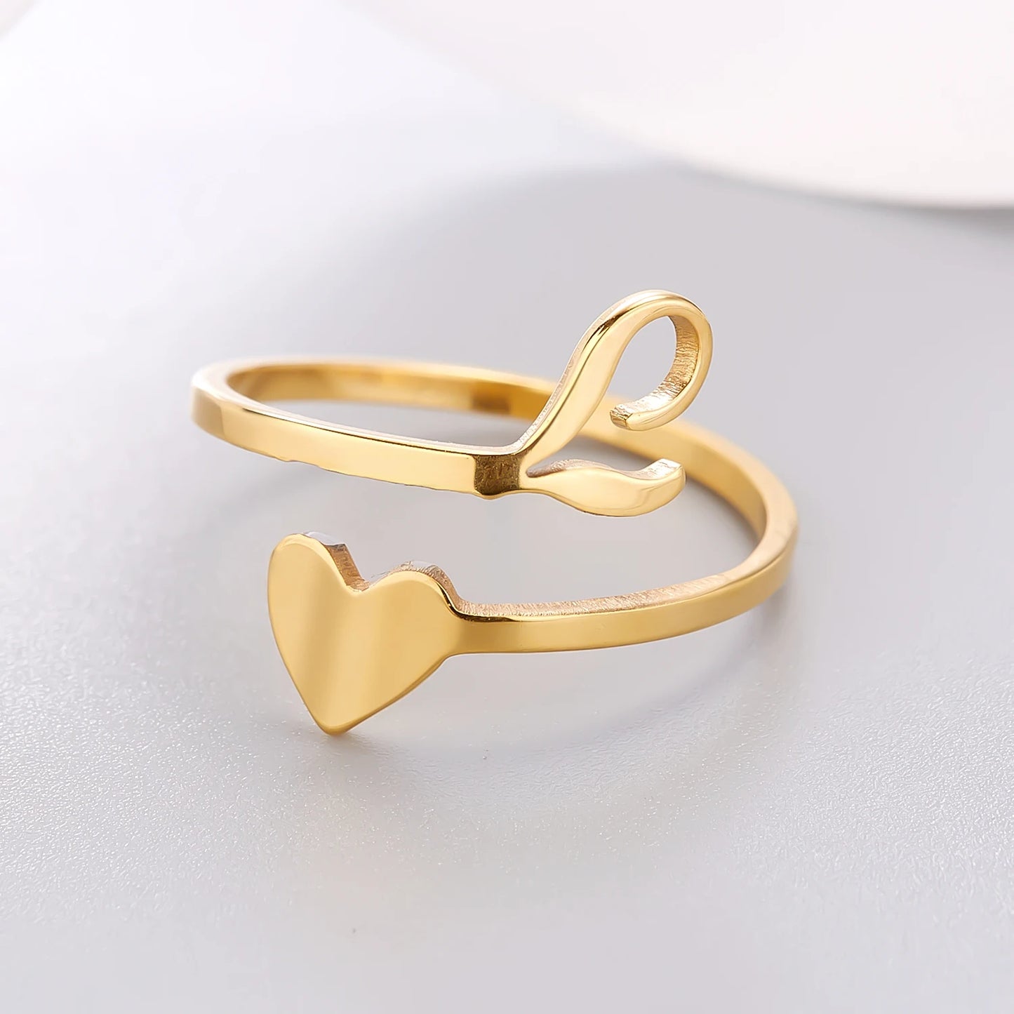 Simple Romantic Heart and Letter Rings A-Z 26  Alphabet Initials Ring For Women Opening Finger Ring Party Jewelry Birthday Gift