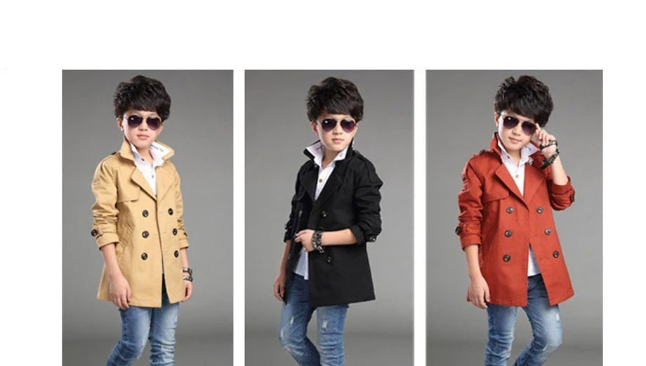 New Boys Winter Coat High Quality Fashion Double Breasted Solid Wool Coat For Boys Kids Wool Coat Jacket Boys Children Outerwear