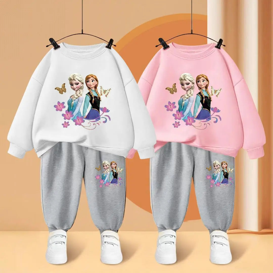 Disney Elsa Princess Print Children's Tracksuit Set, HoodiesTop and Pants, Sportswearfor BoysGirls, Clothing for Kids, 2 Pieces