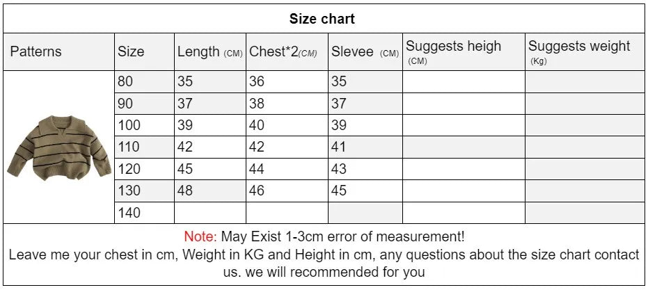 Children's Striped Korean Sweater Spring Autumn V-Neck Pullovers Boys Cotton Turtleneck Sweater Winter Baby Girls Top Clothes