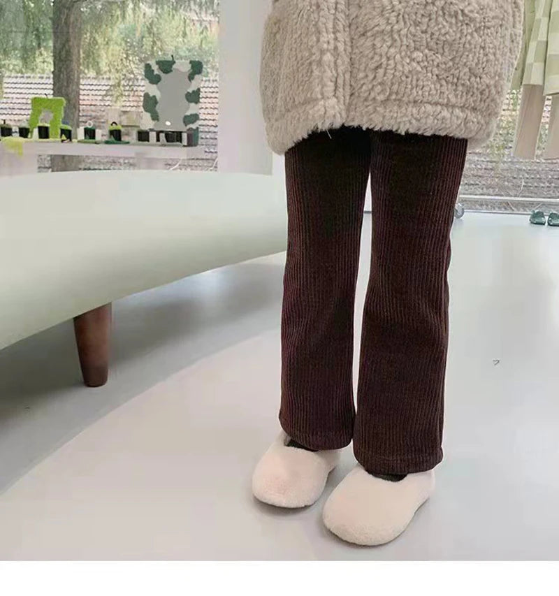 Fashion Winter Clothes Child Girl Fleece-lined Pants Kids Bottom teenagers Spring Autumn Bell-bottoms Baby Corduroy Trousers