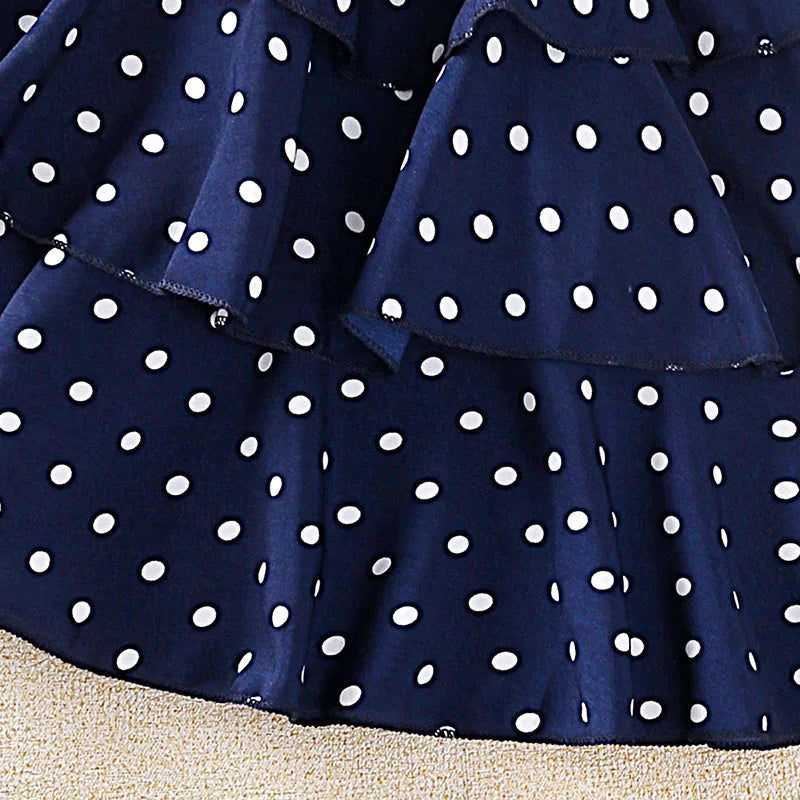 Dress Kids Girls 4-12 Years Black Polka Dot Dress For Girls Stylish Girls Vacation Holiday Clothes Kids Clothes Dress