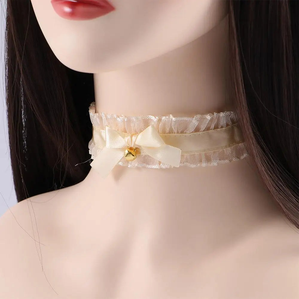 Sweet Elegant Lolita Pendant Maid Choker For Girls Korean Necklace Bow Bell Necklace Cosplay Neck Jewelry Woman Clavicle Chain