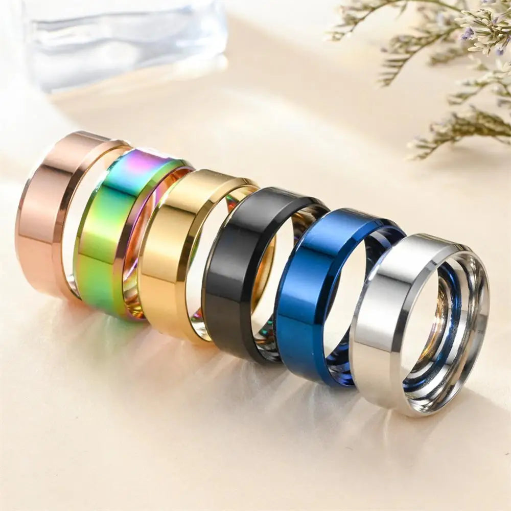 Simple Stainless Steel Rings Fashion Punk Couple Ring Women Men Classic Metal Jewelry Accessory Wedding Ring Gift Hiphop