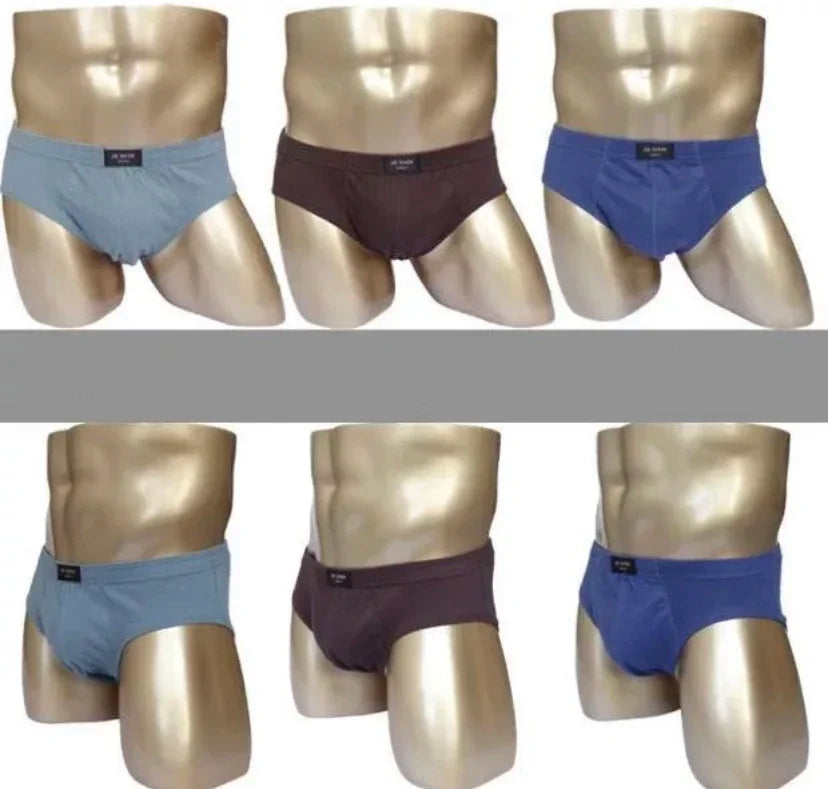 6Pcs/Men's Underwear Cotton Middle-aged Men's Briefs Sexy Boxer Solid Color High-stretch Mid-waist Pants Breathable Men's Shorts