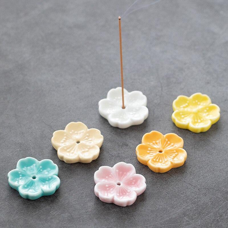 Cherry Blossom Incense Burner Home Ceramic Decor  Stick Holder Aromatherapy Censer Office Teahouse Ornament