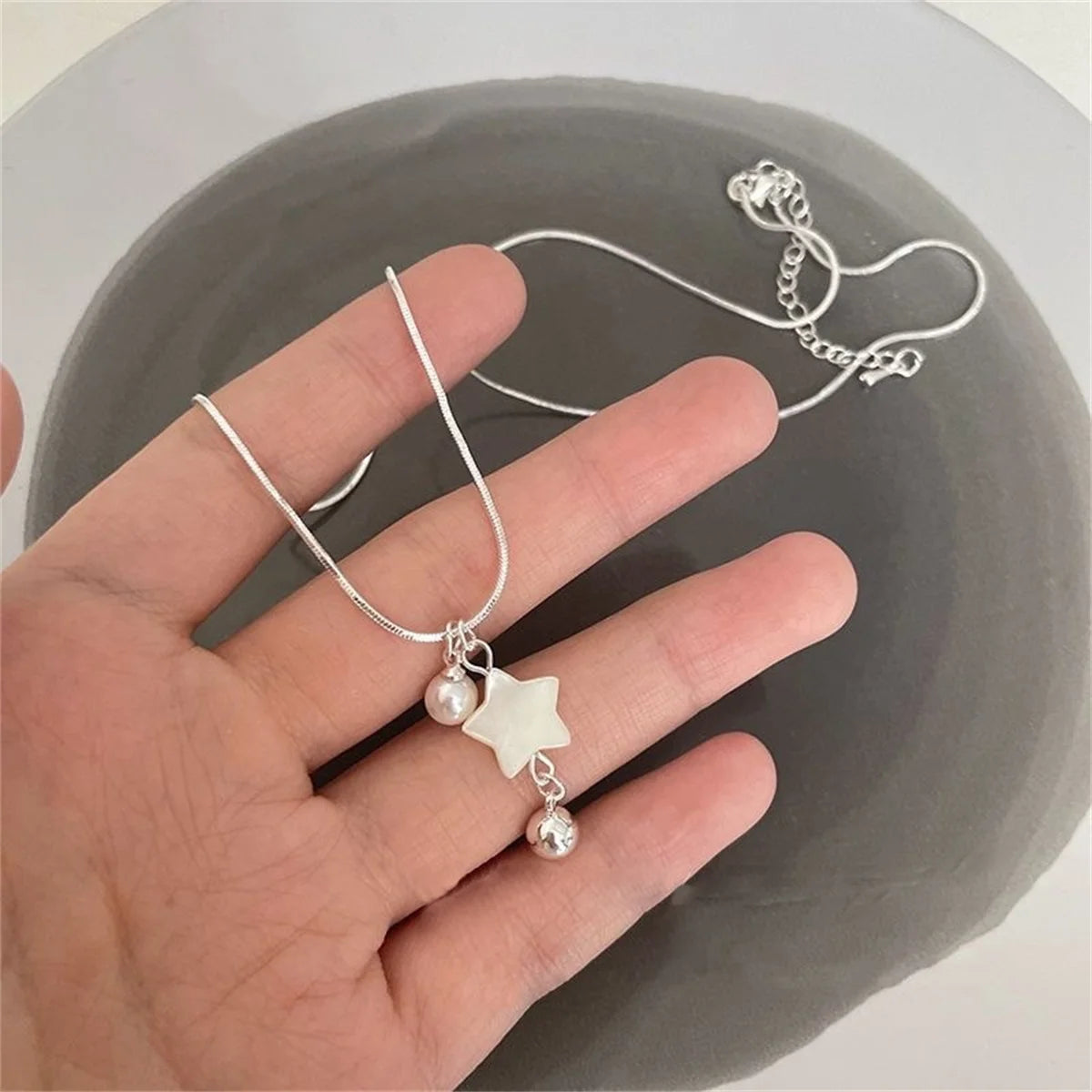 Simple Silver Color Hollow Star Necklace For Women Shiny Star Long Tassel Choker Clavicle Chain Wedding Party Birthday Jewelry