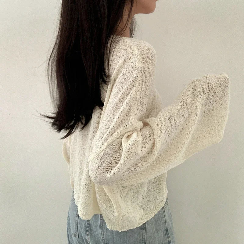 ITOOLIN Women V-Neck Loose Knitted Sweaters Long Sleeve Solid Casual Pullovers Sweater Women Streetwear Spring Autumn 2024