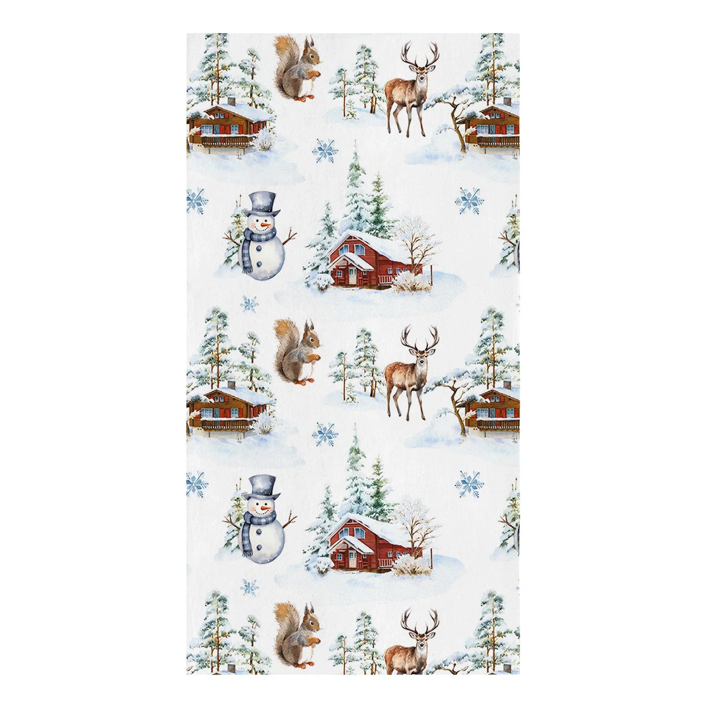 Winter Christmas Farmhouse Squirrel Snowman Elk Soft Microfiber Kitchen Towels Absorbent Dish Cloth Kichen Cleaning Supplies