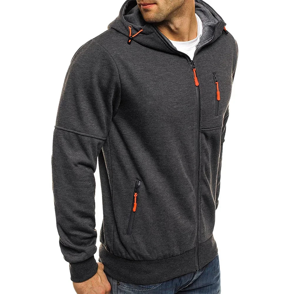 Men's Sweater Cardigan Hooded Jacket Zipper Pocket Jacquard Jacket Sports Fitness Outdoor Leisure Running Solid Color Sportswear