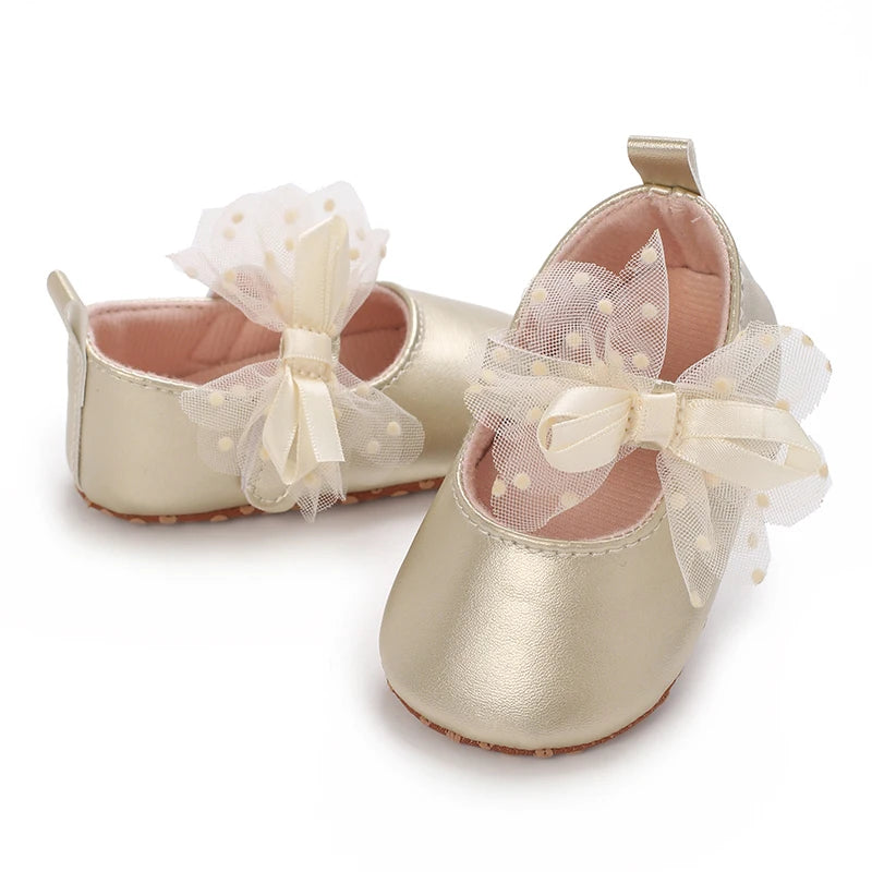 0-18M Girls' Baby Shoes Fashionable Classic Gold Theme Princess Shoes Soft Sole Comfortable Baby Walking Shoes