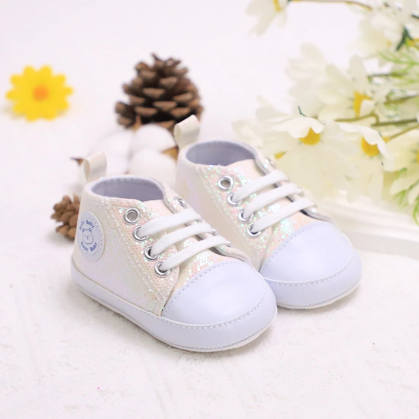 Trendy Comfortable Sequin Sneakers For Baby Boys, Lightweight Non Slip Shoes For Indoor Outdoor Walking, Spring And Autumn