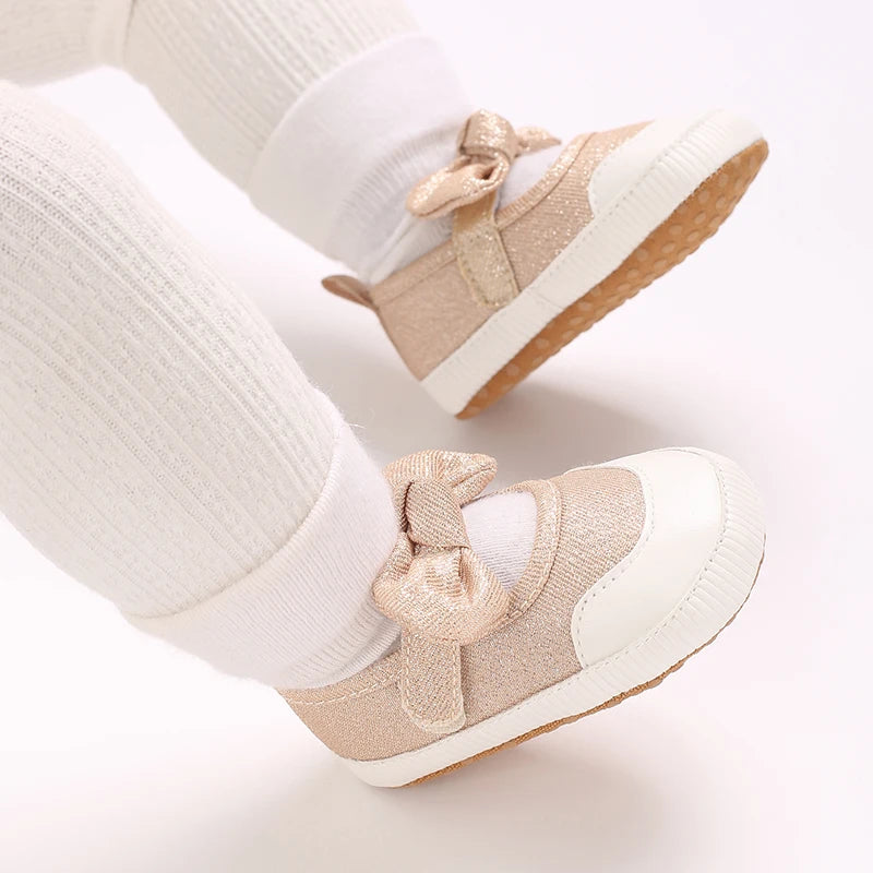 0-18M Girls' Baby Shoes Fashionable Classic Gold Theme Princess Shoes Soft Sole Comfortable Baby Walking Shoes