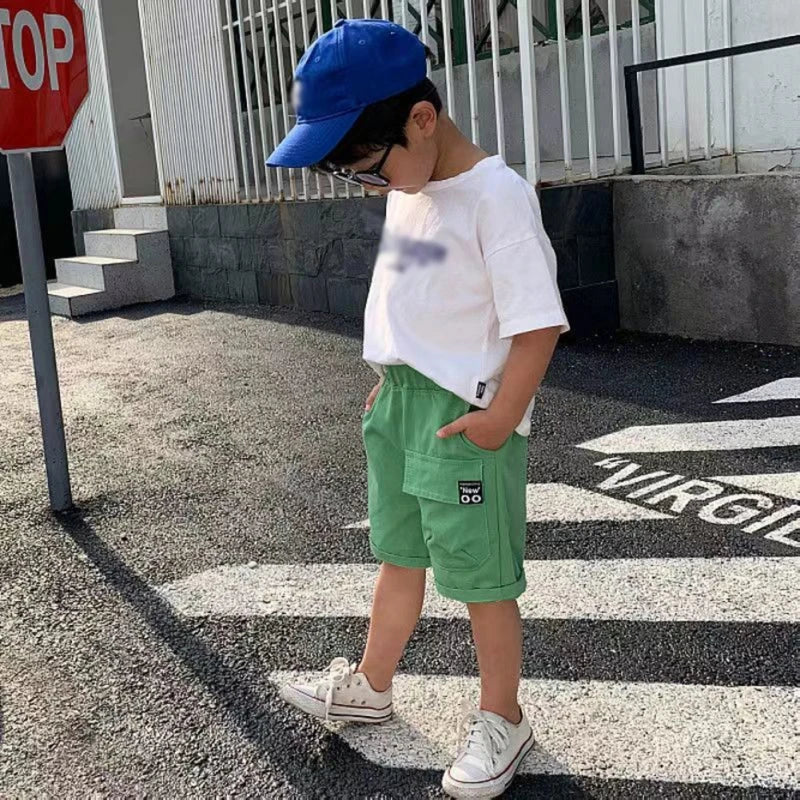 Kids Boy Shorts With Pocket Spring Summer Trousers Cotton Elastic Waist Fashion Short Pants Children Clothes