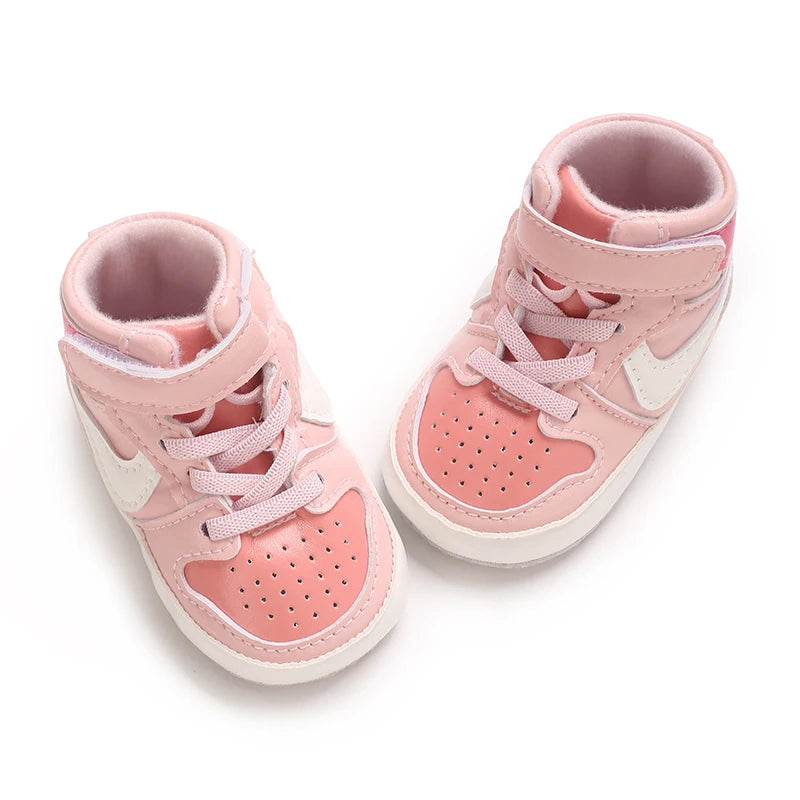 Spring and Autumn Sweet Pink Theme Girl Baby Casual Sports Shoes Soft Sole Comfortable Baby Walking Shoes 0-18M