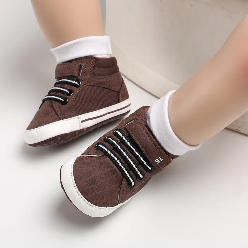 Baby Canvas Classic Casual Shoes Newborn Baby PU Leather Multi-Color Sneakers Non-Slip Cloth Bottom For Boys Girls First Walkers