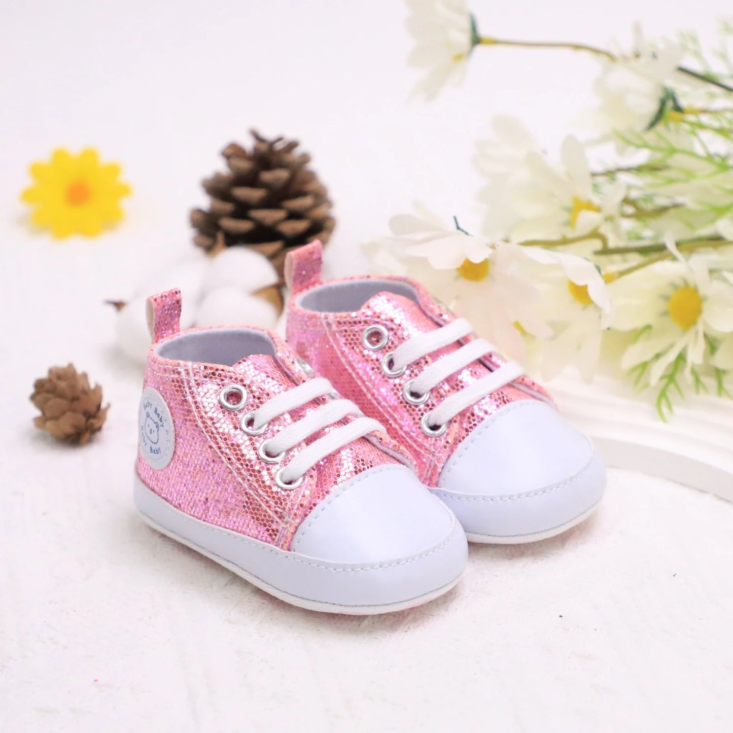 Trendy Comfortable Sequin Sneakers For Baby Boys, Lightweight Non Slip Shoes For Indoor Outdoor Walking, Spring And Autumn