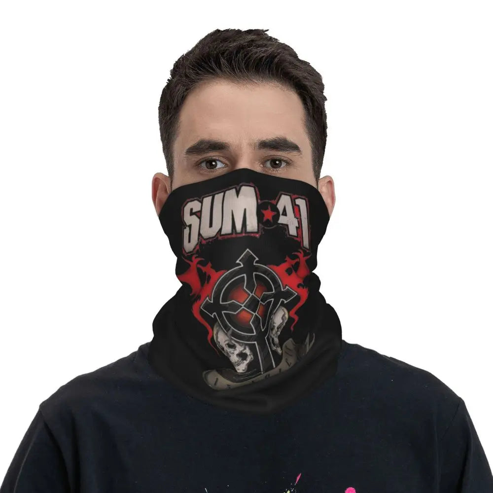 Sum 41 Band Bandana Neck Gaiter Printed Mask Scarf Multifunctional Headwear Running for Men Women Adult Breathable