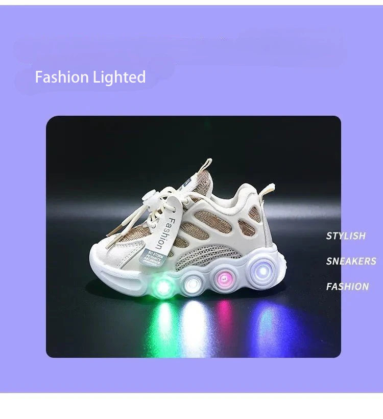 New Children Casual Shoes for Boys Girls Sneakers Autumn Kids Sports Luminous Shoes Baby Mesh Breathable Soft Running 1-6Years