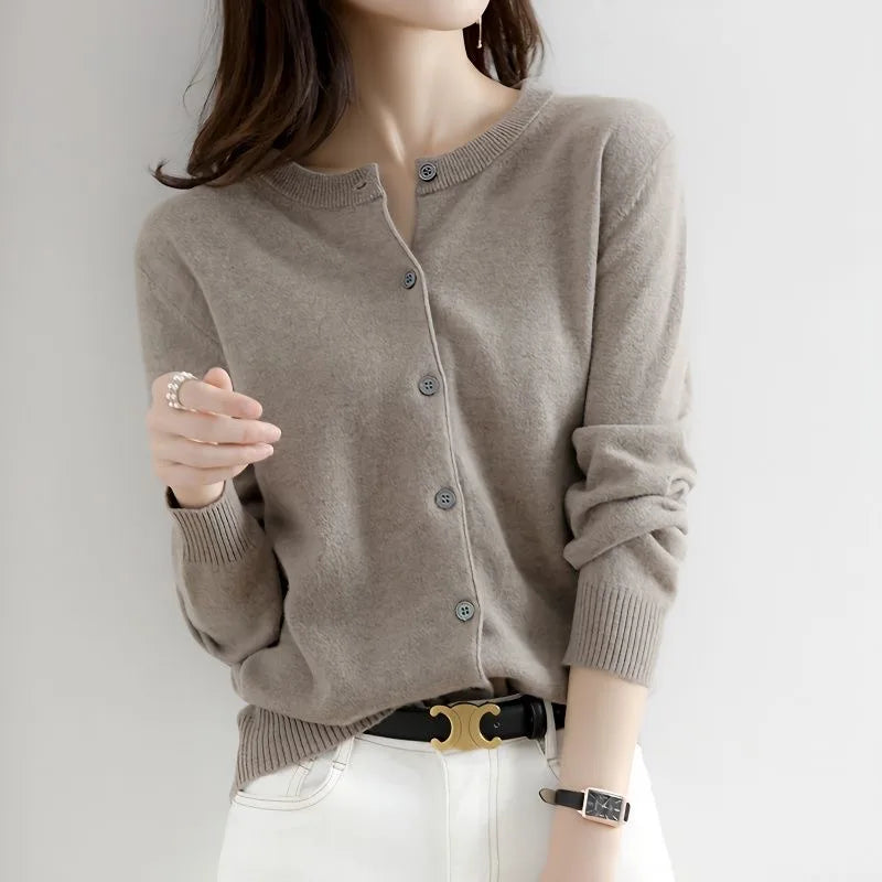 Women Cardigans Sweater O-neck Spring Autumn Knitted Cashmere Cardigans Solid Single Breasted Womens Sweaters DF4934